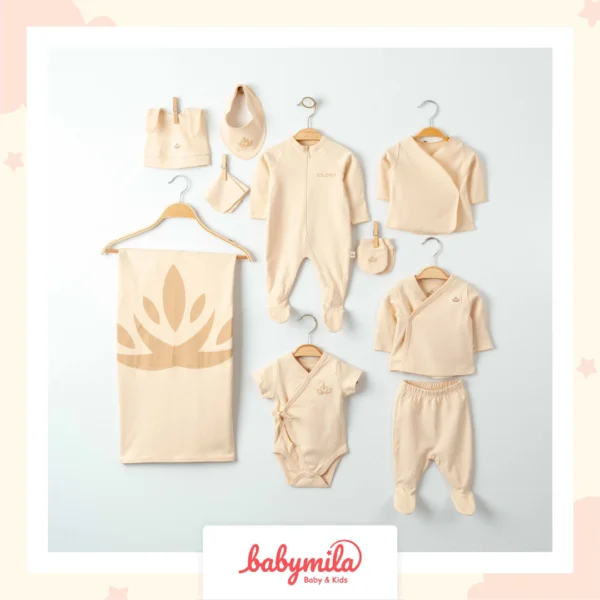 Eslenza Organik 10 Parçalı Hastane Çıkış Seti Bej