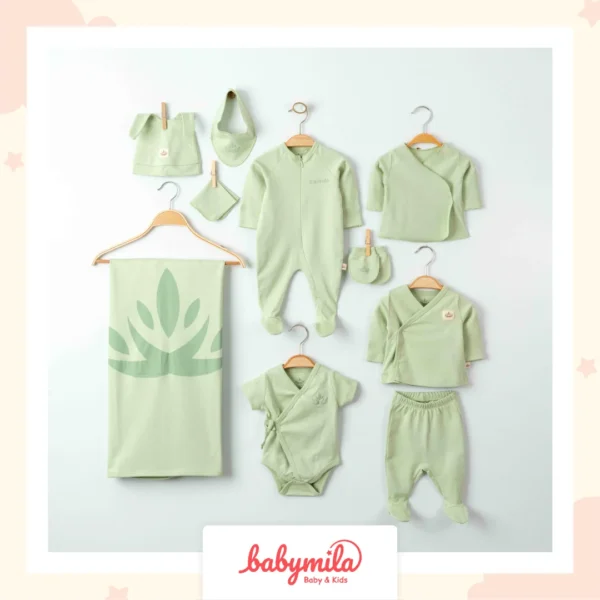 Eslenza Organik 10 Parçalı Hastane Çıkış Seti Yeşil