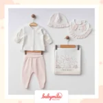 Eslenza Tavşan Baskılı 5 Parça Hastane Çıkışı Pembe