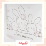 Eslenza Tavşan Baskılı 5 Parça Hastane Çıkışı Pembe