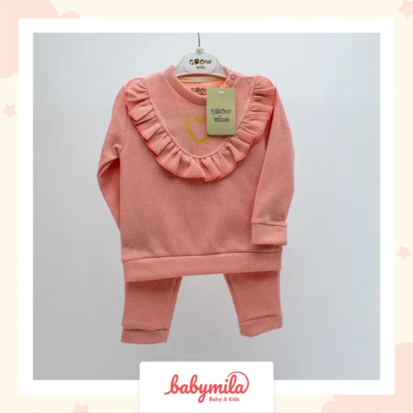 Grow Baby 2'li Fırfırlı Kız Takımı Somon
