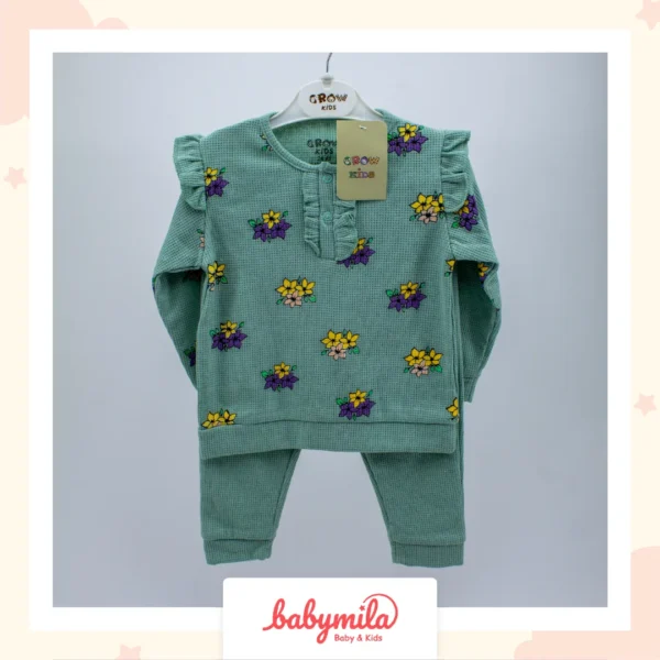Grow Baby 2'li Fırfırlı Kız Takımı Mint Yeşili