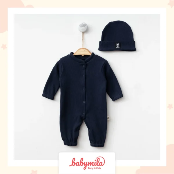 Minimus Erkek Bebek Tulum & Şapka Takımı Koyu Lacivert
